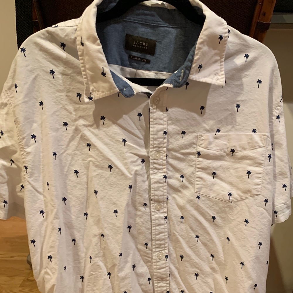 Men’s Short Sleeve Button Down Palm Trees XXL